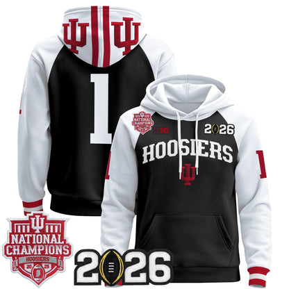 Men's Indiana Hoosiers 2025 National Champions & 2026 CFP Final Patch Premium Pullover Hoodie - All Stitched