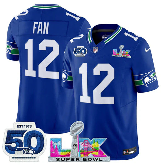 Women's SEA Super Bowl LX - 50th Anniversary Patch Gold Vapor Limited Jersey N5 - All Stitched