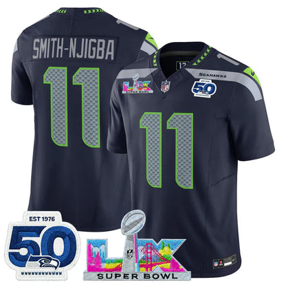 SEA Super Bowl LX - 50th Anniversary Patch Gold Vapor Limited Jersey N5 - Stitched