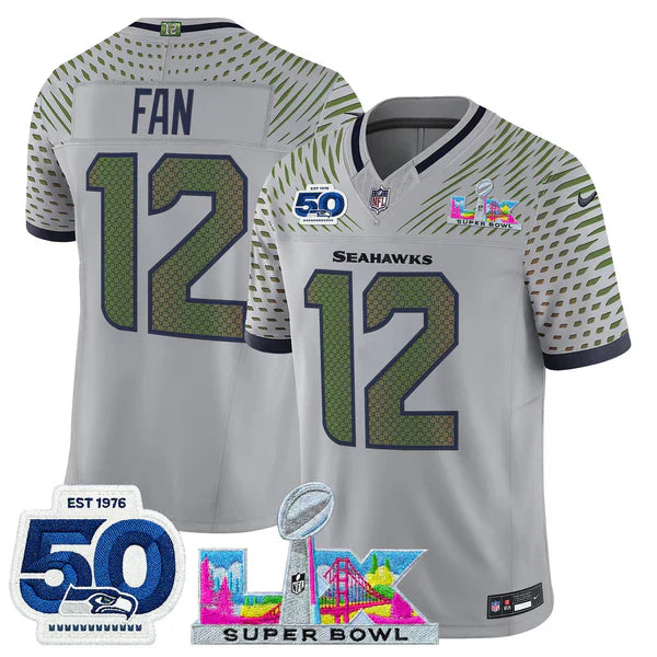 SEA Super Bowl LX - 50th Anniversary Patch Gold Vapor Limited Jersey N5 - Stitched