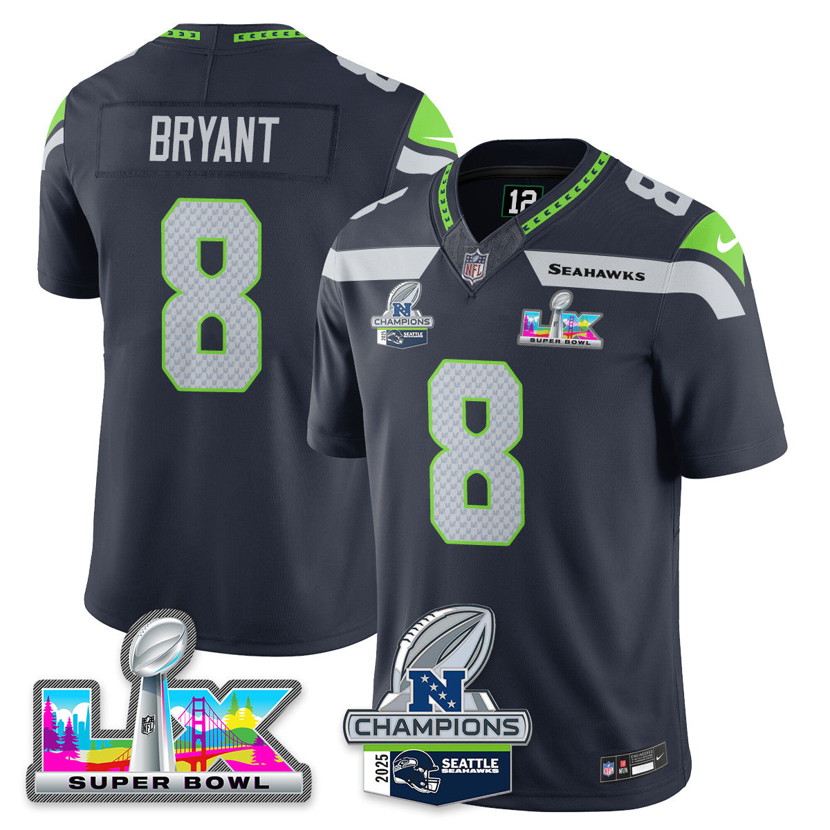 SEA 2025 NFC Champions Vapor Limited Jersey V2 - All Stitched