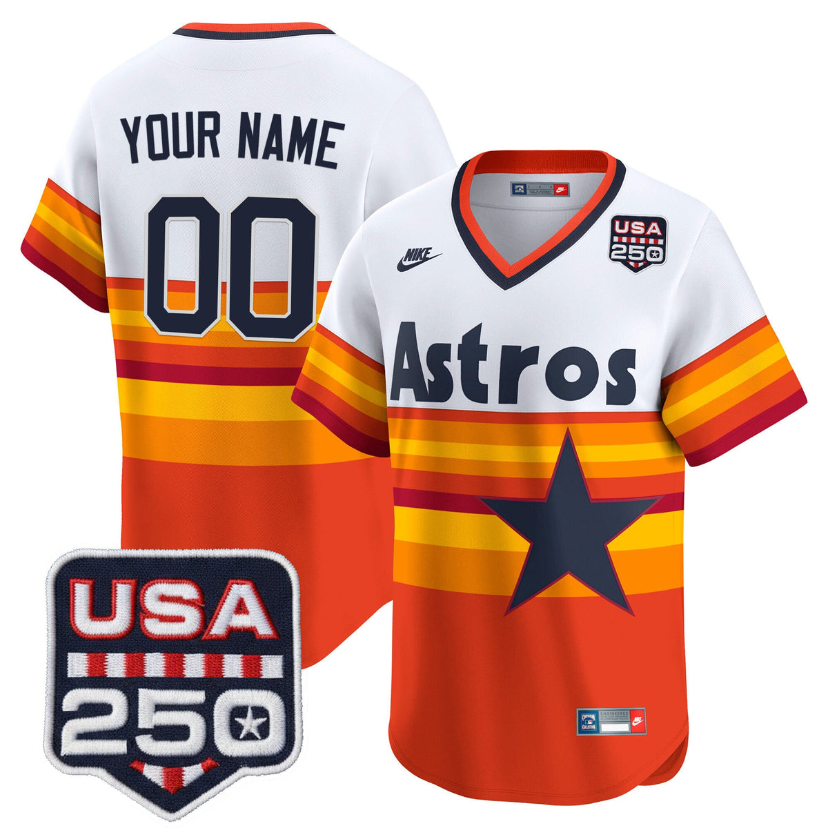 Houston Astros 250America Patch Vapor Premier Limited Custom Jersey - All Stitched