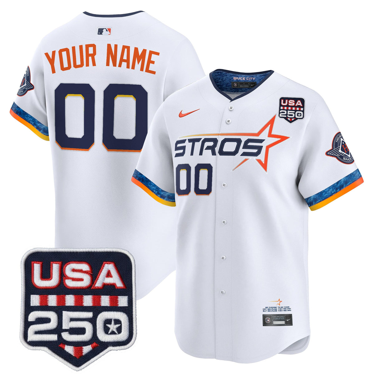 Houston Astros 250America Patch Vapor Premier Limited Custom Jersey - All Stitched