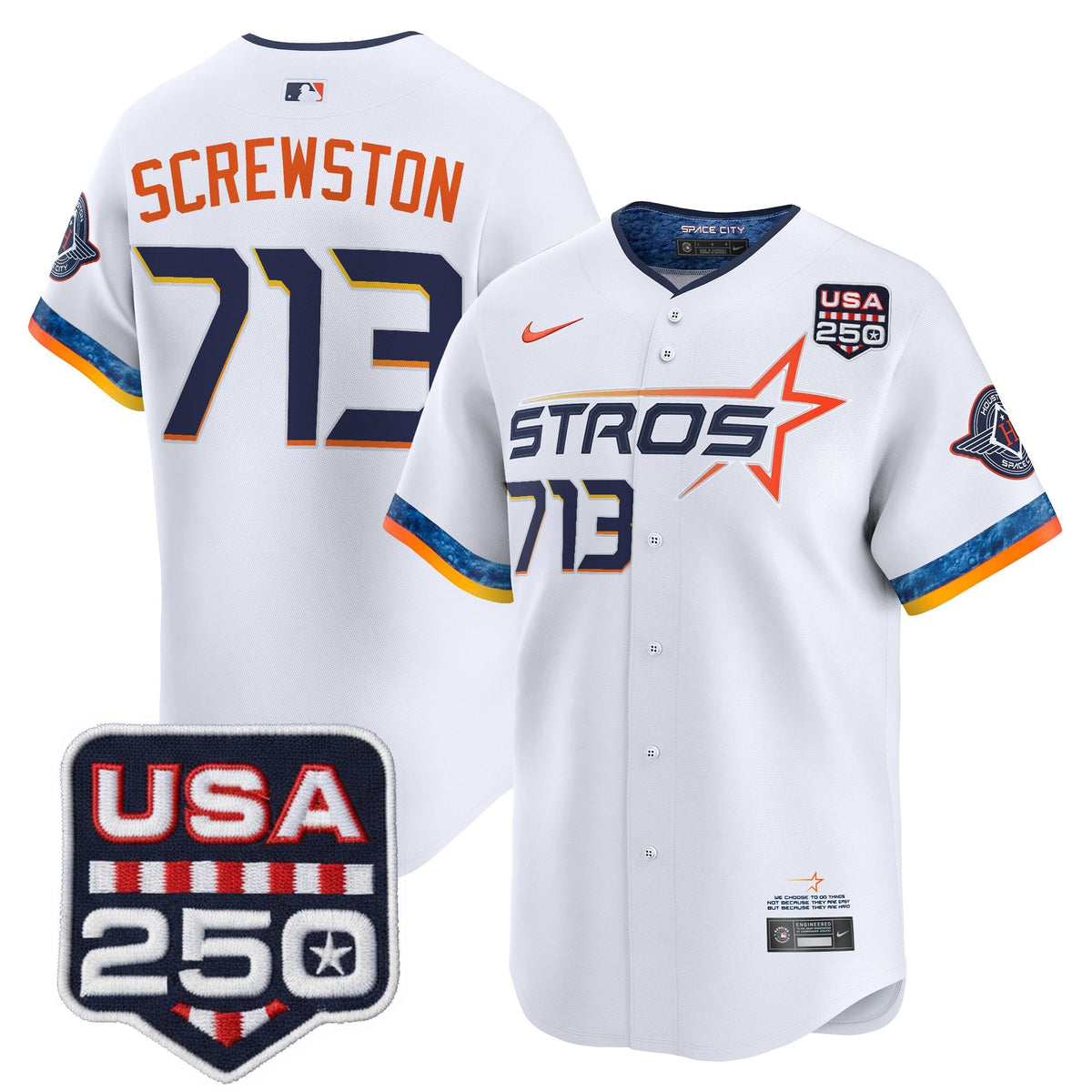 Men’s Houston Astros 250America Patch Vapor Premier Limited Jersey - All Stitched