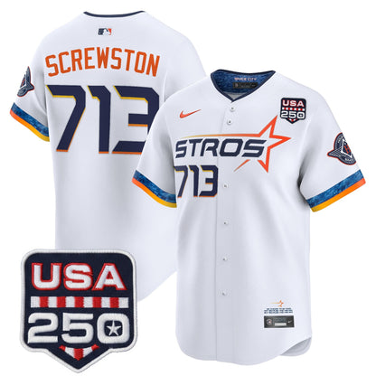Men’s Houston Astros 250America Patch Vapor Premier Limited Jersey - All Stitched