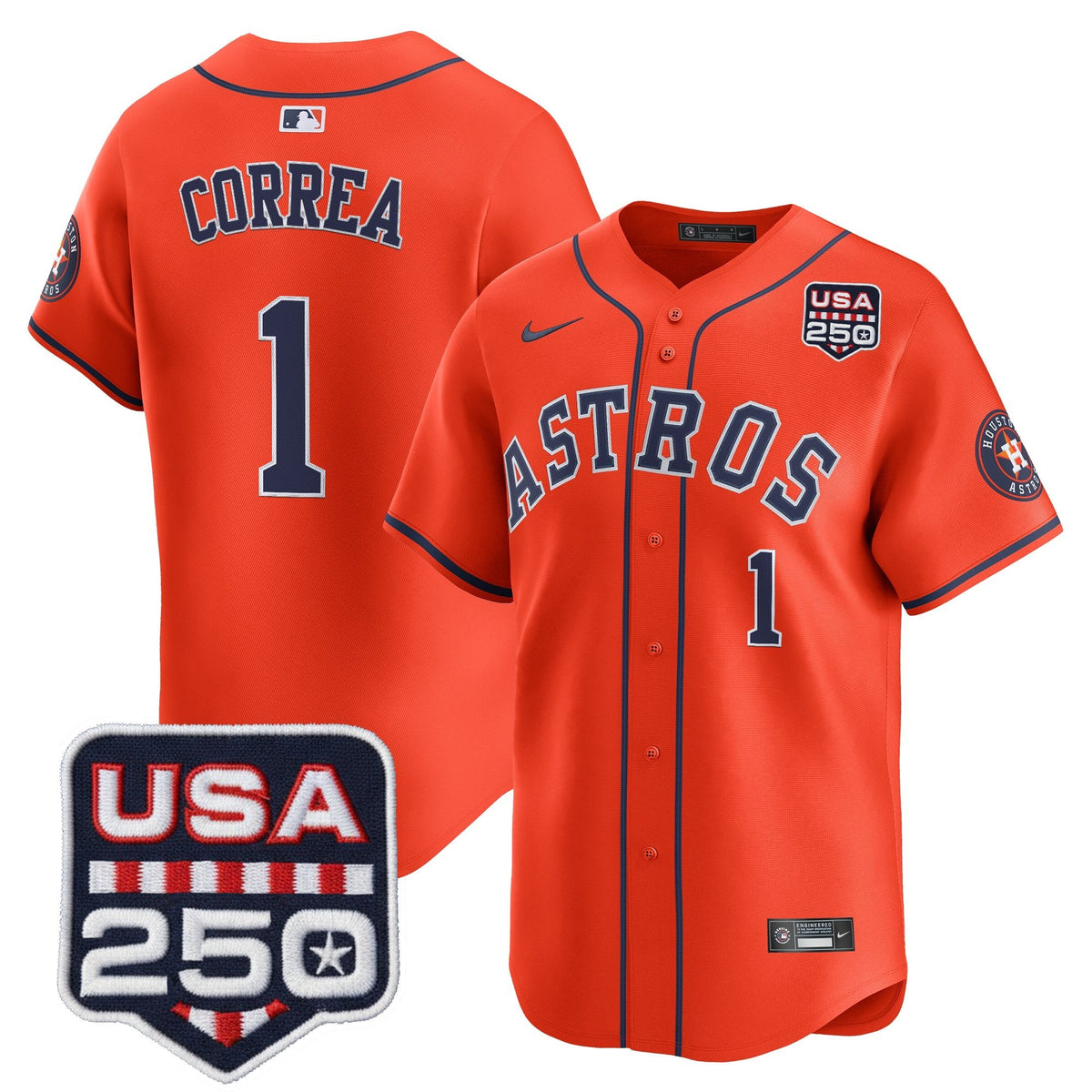Men’s Houston Astros 250America Patch Vapor Premier Limited Jersey - All Stitched