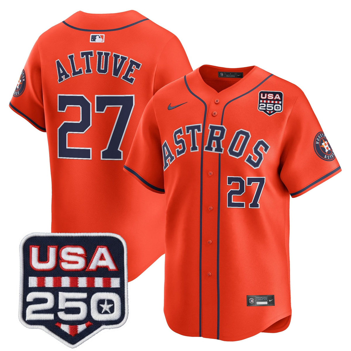 Men’s Houston Astros 250America Patch Vapor Premier Limited Jersey - All Stitched