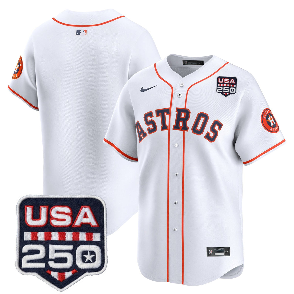 Men’s Houston Astros 250America Patch Vapor Premier Limited Jersey - All Stitched