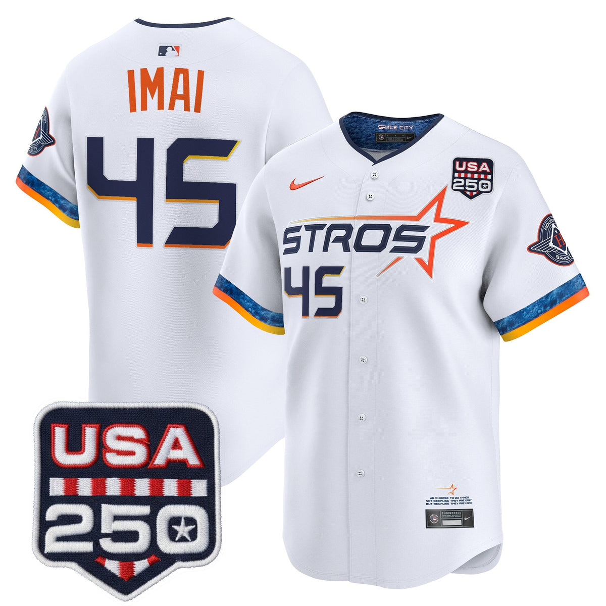 Men’s Houston Astros 250America Patch Vapor Premier Limited Jersey - All Stitched