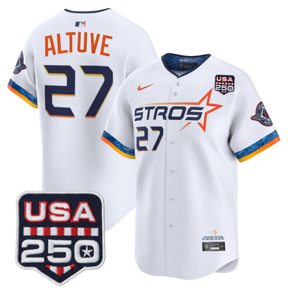 Men’s Houston Astros 250America Patch Vapor Premier Limited Jersey - All Stitched