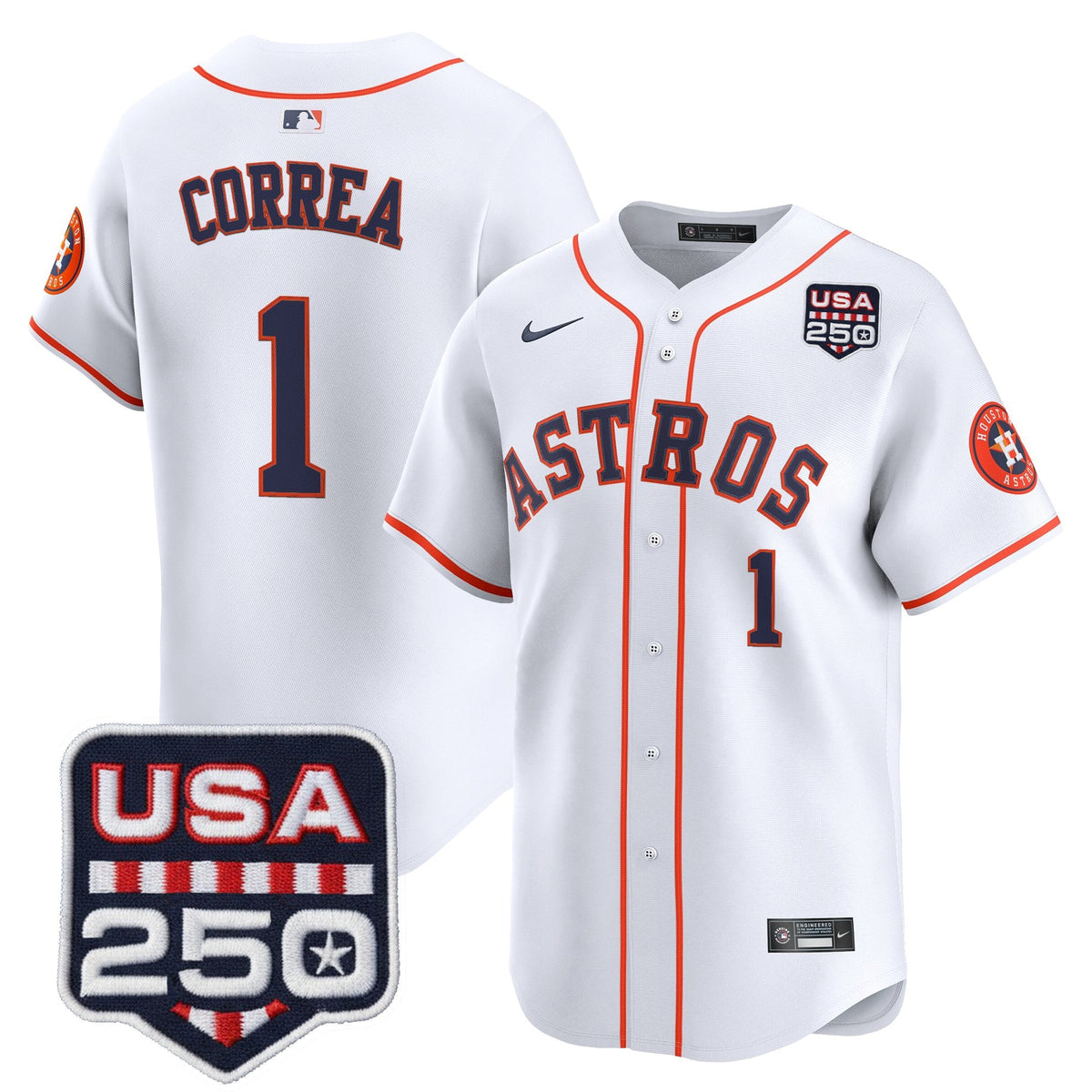 Men’s Houston Astros 250America Patch Vapor Premier Limited Jersey - All Stitched