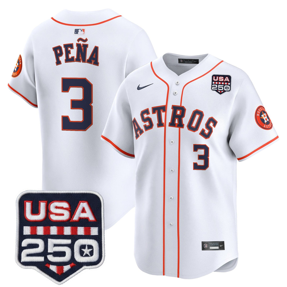 Men’s Houston Astros 250America Patch Vapor Premier Limited Jersey - All Stitched