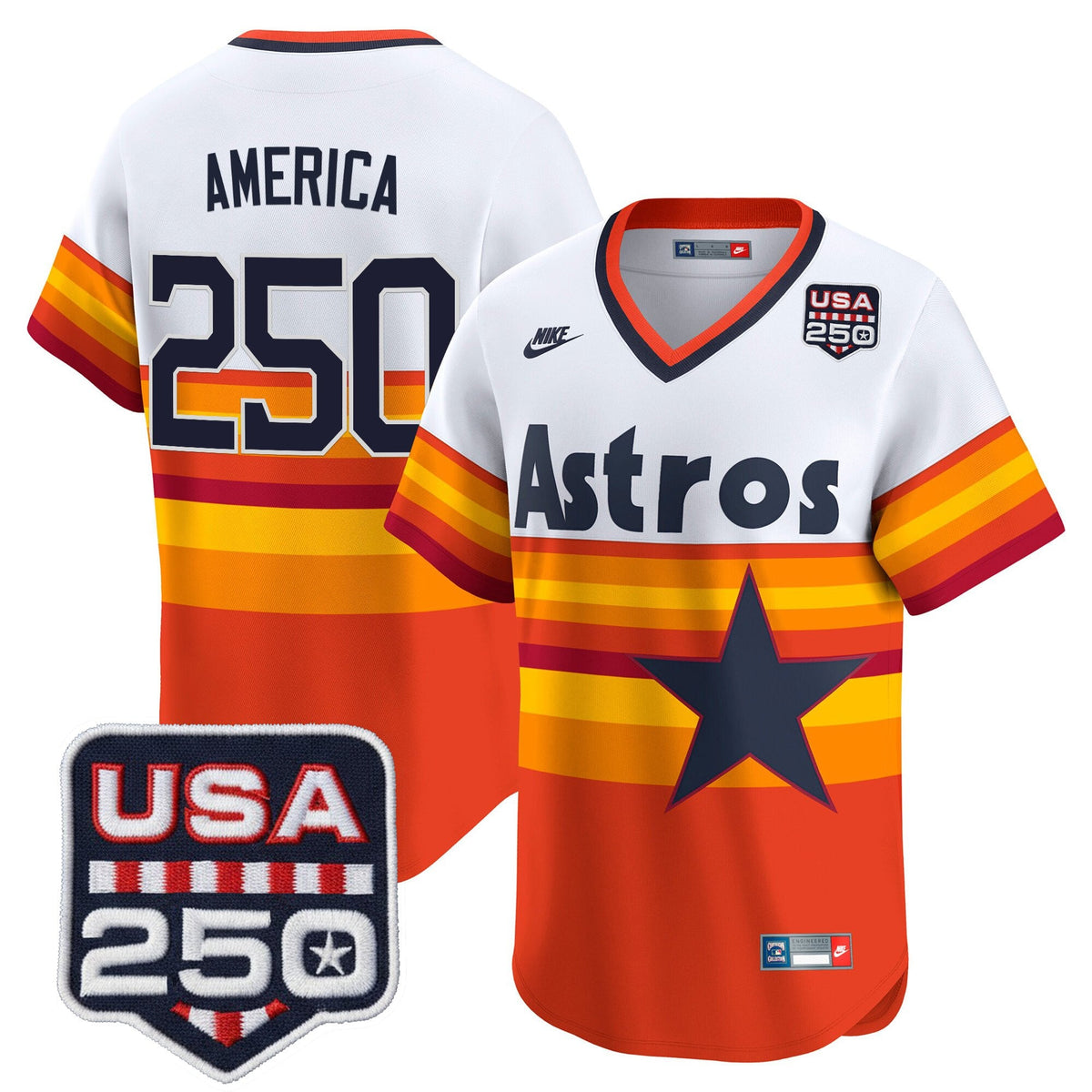 Men’s Houston Astros 250America Patch Vapor Premier Limited Jersey - All Stitched