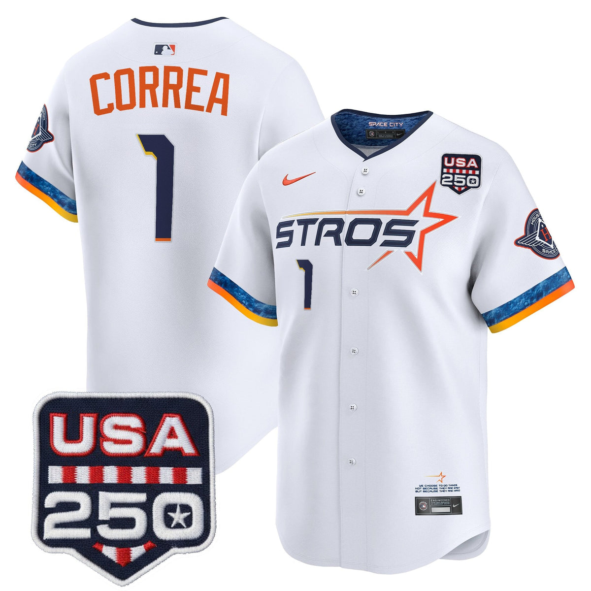 Men’s Houston Astros 250America Patch Vapor Premier Limited Jersey - All Stitched