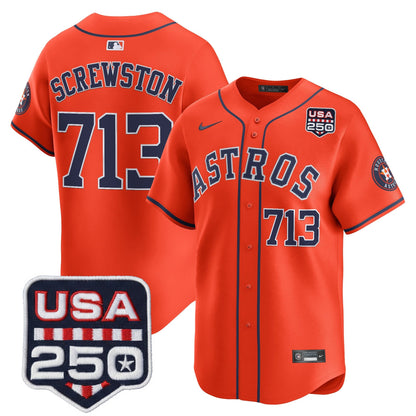 Men’s Houston Astros 250America Patch Vapor Premier Limited Jersey - All Stitched