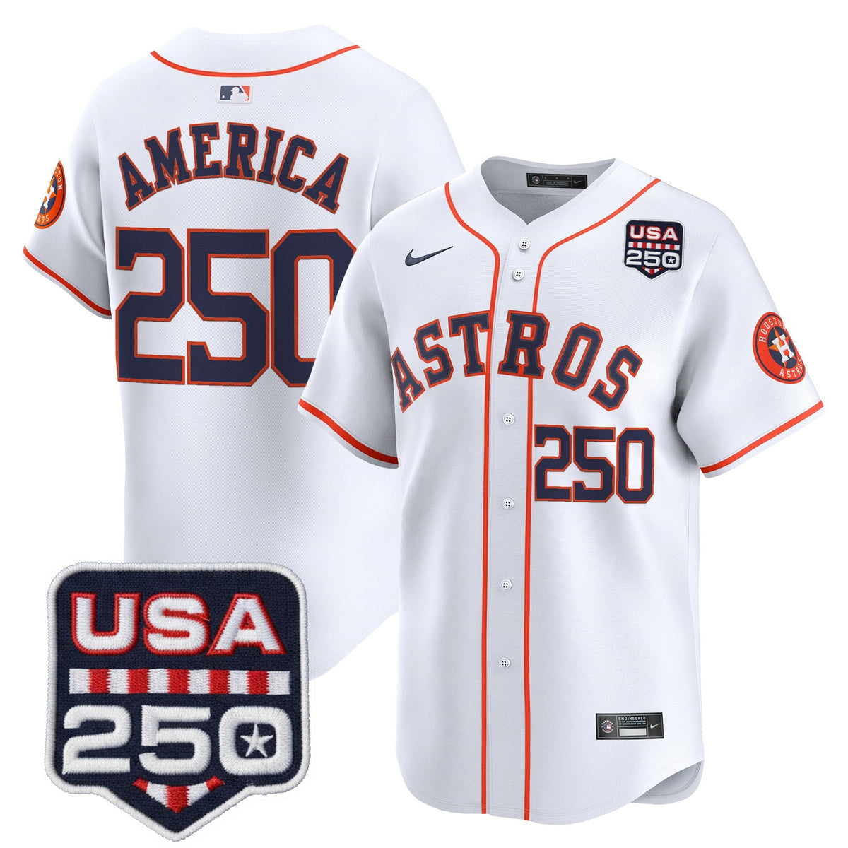 Men’s Houston Astros 250America Patch Vapor Premier Limited Jersey - All Stitched