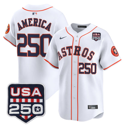 Men’s Houston Astros 250America Patch Vapor Premier Limited Jersey - All Stitched