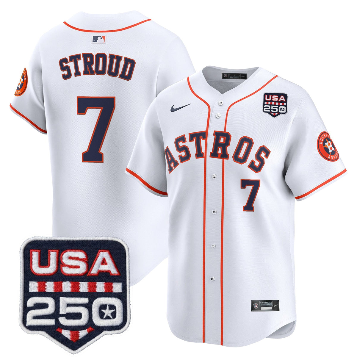 Men’s Houston Astros 250America Patch Vapor Premier Limited Jersey - All Stitched