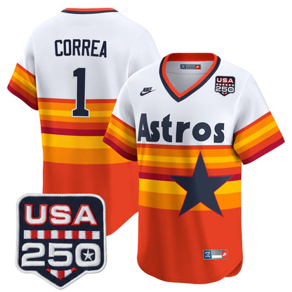 Men’s Houston Astros 250America Patch Vapor Premier Limited Jersey - All Stitched