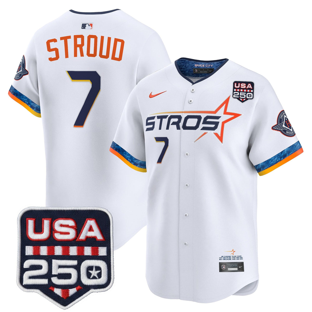 Men’s Houston Astros 250America Patch Vapor Premier Limited Jersey - All Stitched