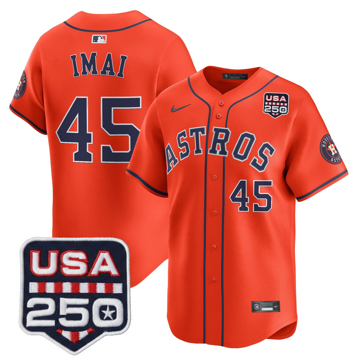 Men’s Houston Astros 250America Patch Vapor Premier Limited Jersey - All Stitched