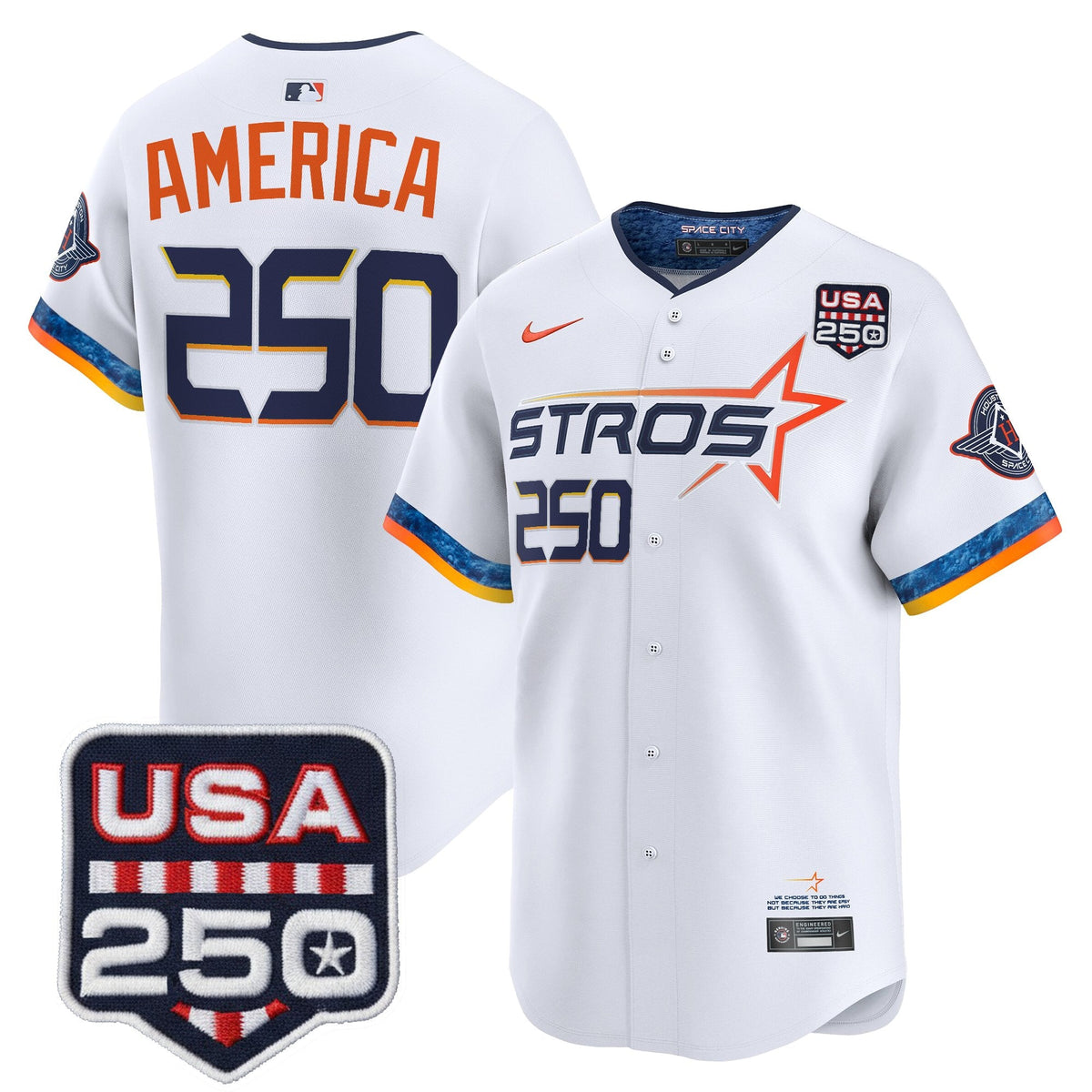 Men’s Houston Astros 250America Patch Vapor Premier Limited Jersey - All Stitched