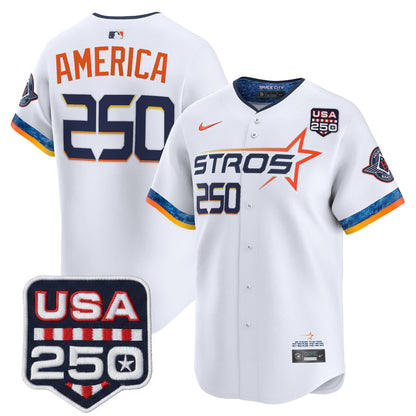 Men’s Houston Astros 250America Patch Vapor Premier Limited Jersey - All Stitched