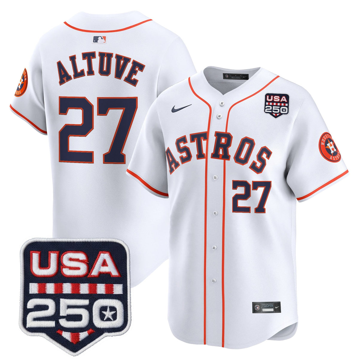 Men’s Houston Astros 250America Patch Vapor Premier Limited Jersey - All Stitched