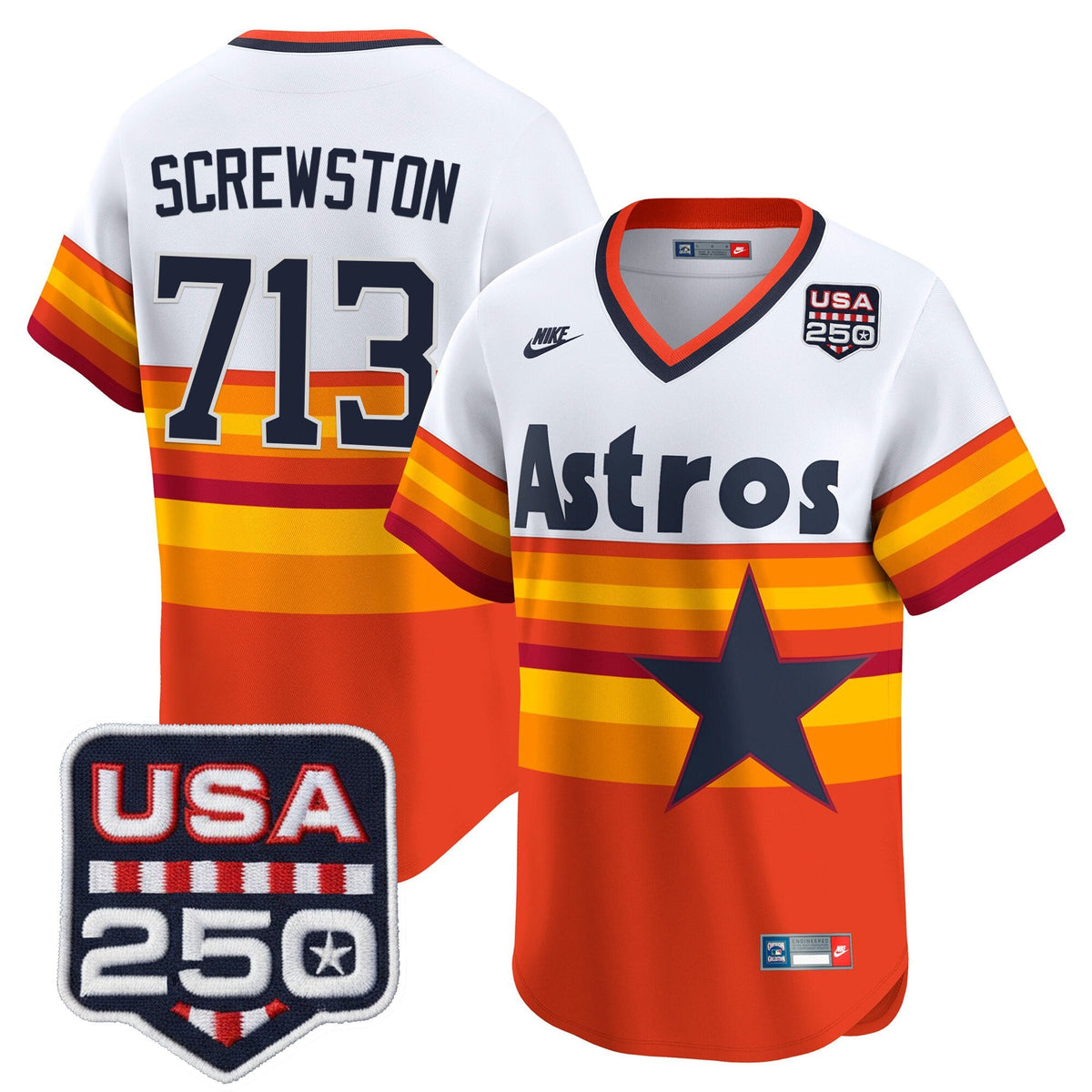 Men’s Houston Astros 250America Patch Vapor Premier Limited Jersey - All Stitched
