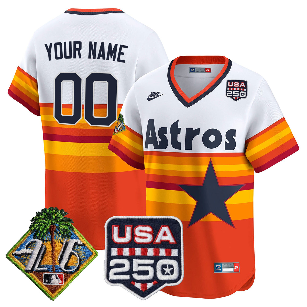 Houston Astros 2026 Spring Training & 250America Patch Vapor Premier Limited Custom Jersey - All Stitched