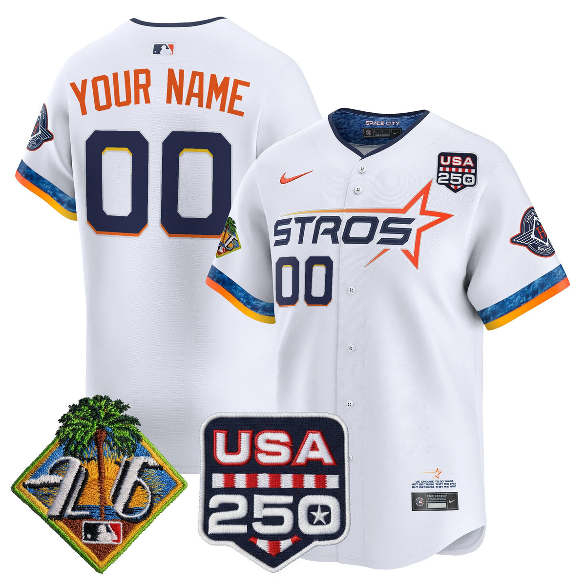 Houston Astros 2026 Spring Training & 250America Patch Vapor Premier Limited Custom Jersey - All Stitched