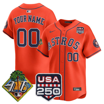 Houston Astros 2026 Spring Training & 250America Patch Vapor Premier Limited Custom Jersey - All Stitched