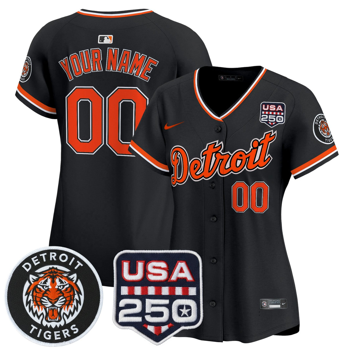 Detroit Tigers 2026 Alternate Vapor Premier Limited Custom Jersey - 250America Patch - All Stitched