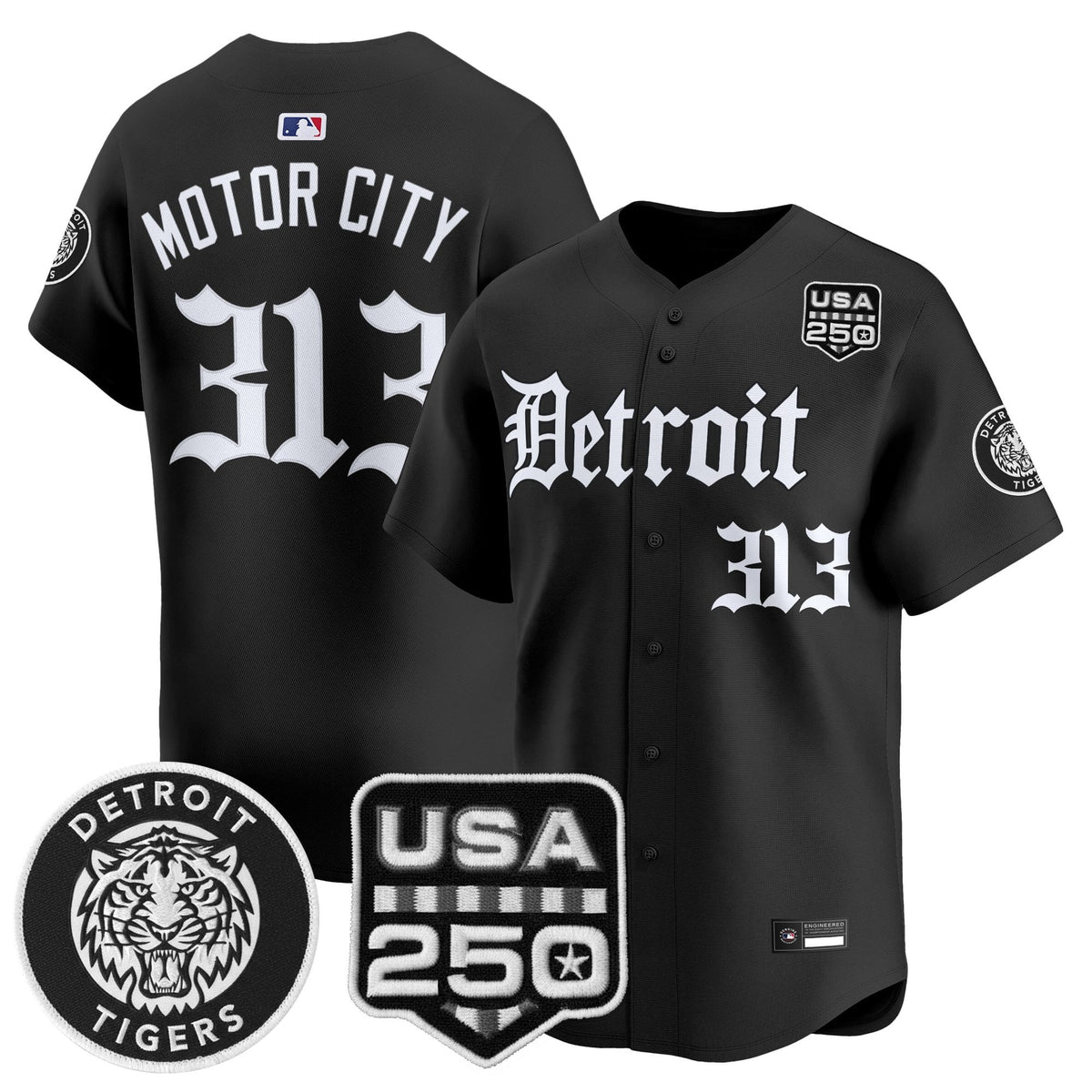 Men's Detroit Tigers ‘Gothic Edition’ Vapor Premier Limited Jersey - All Stitched