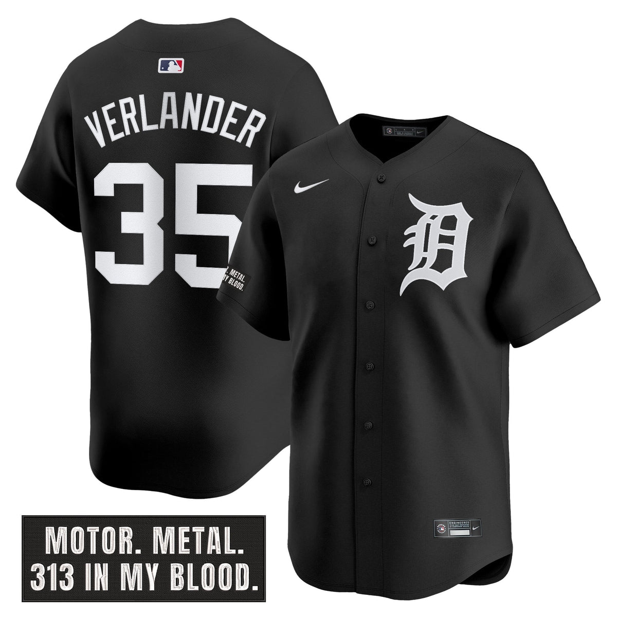 Men's Detroit Tigers 'Motor Gothic Edition' Vapor Premier Limited Jersey - All Stitched