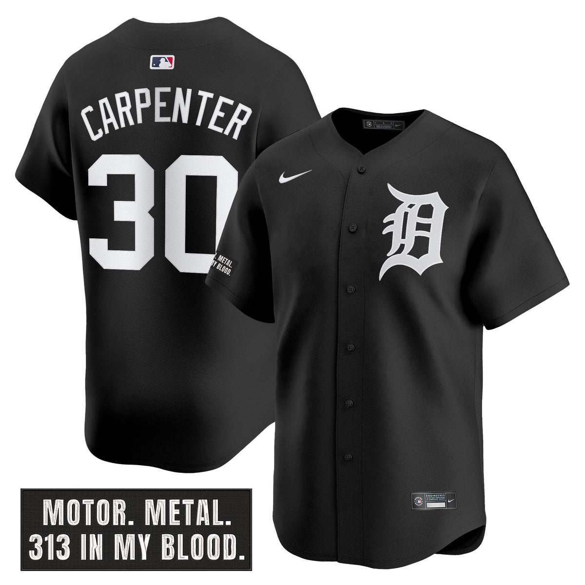 Men's Detroit Tigers 'Motor Gothic Edition' Vapor Premier Limited Jersey - All Stitched