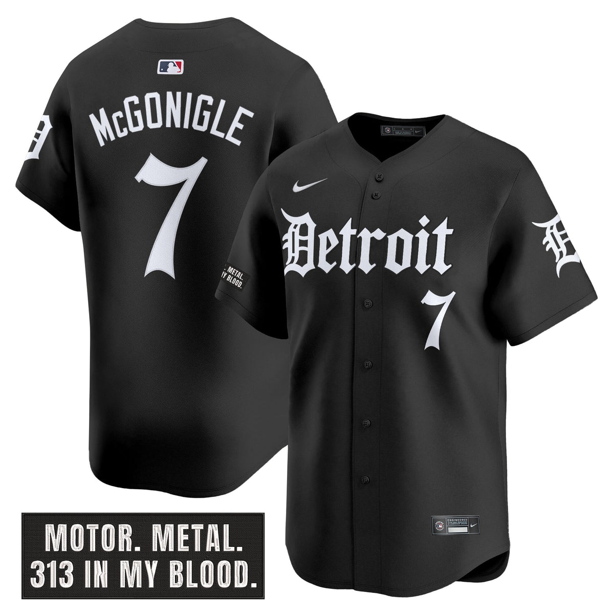 Men's Detroit Tigers 'Motor Gothic Edition' Vapor Premier Limited Jersey - All Stitched