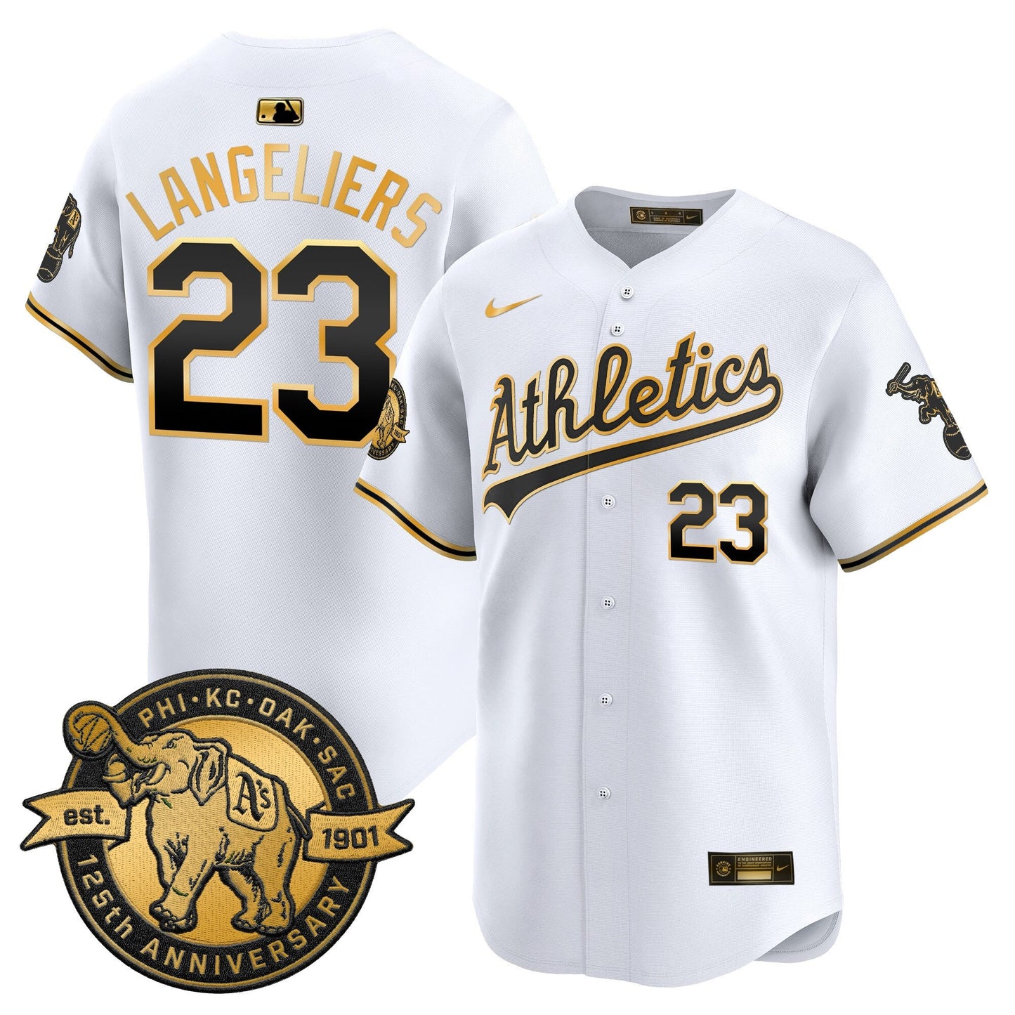 Men's Oakland Athletics 125th Anniversary Patch Vapor Premier Limited Jersey - All Stitched