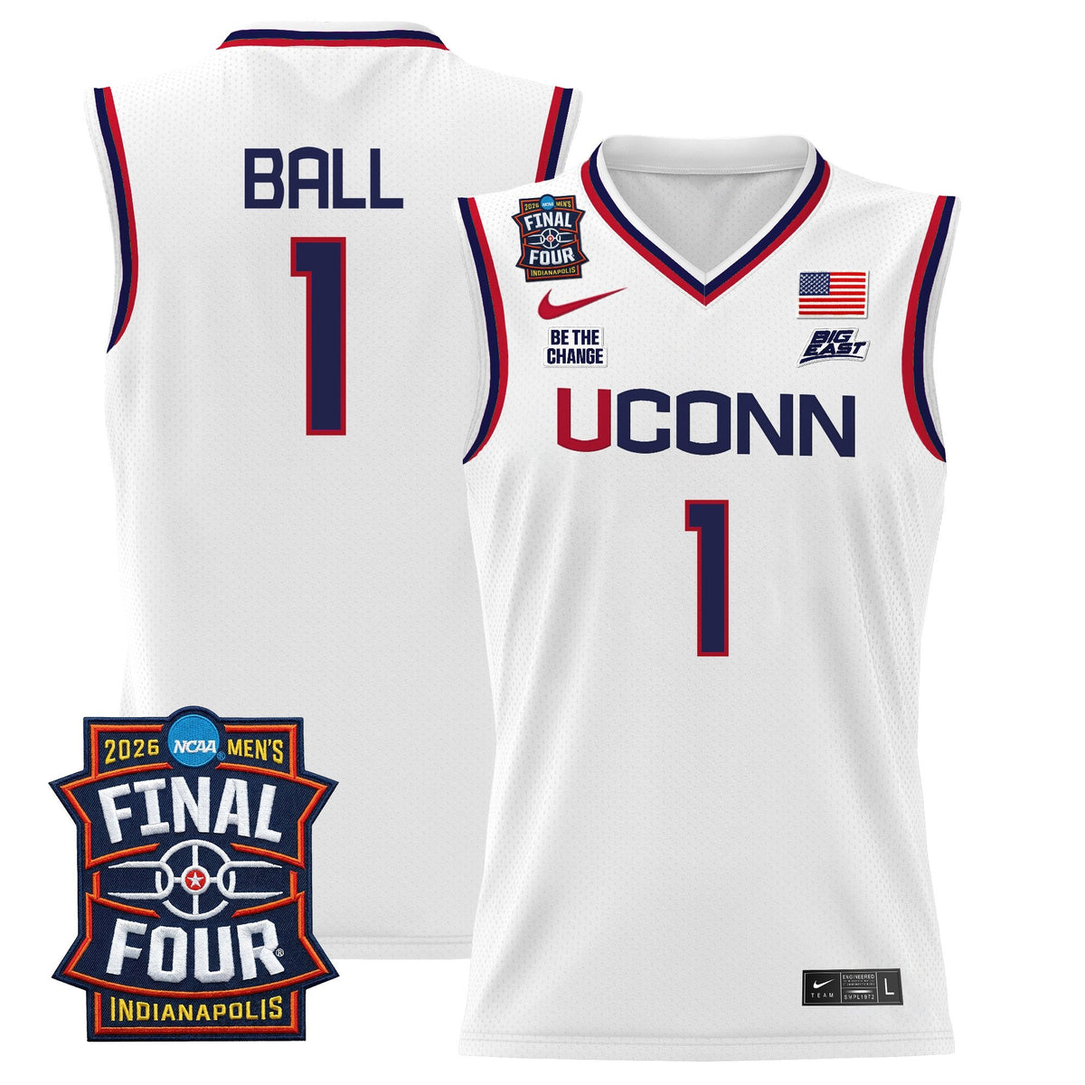 Men's UConn Huskies 2026 Final Four Patch Basketball Jersey - All Stitched