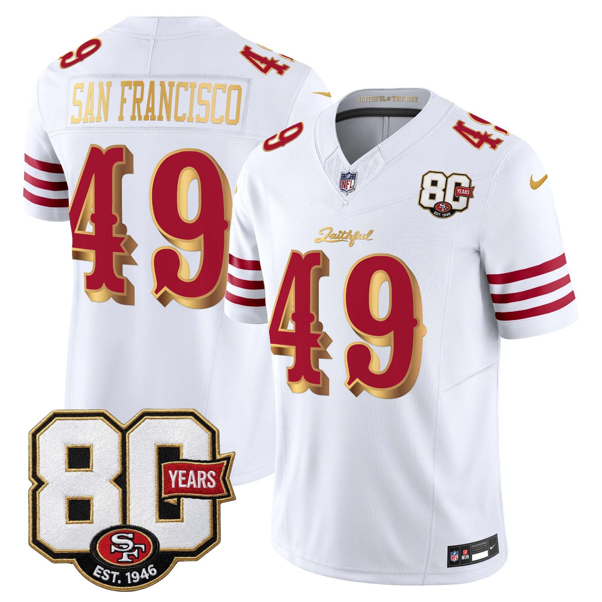  San Francisco 49ers 80th Anniversary Patch Vapor Limited Jersey - Rivalries Edition - Stitched
