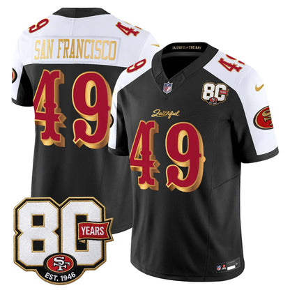  San Francisco 49ers 80th Anniversary Patch Vapor Limited Jersey - Rivalries Edition - Stitched
