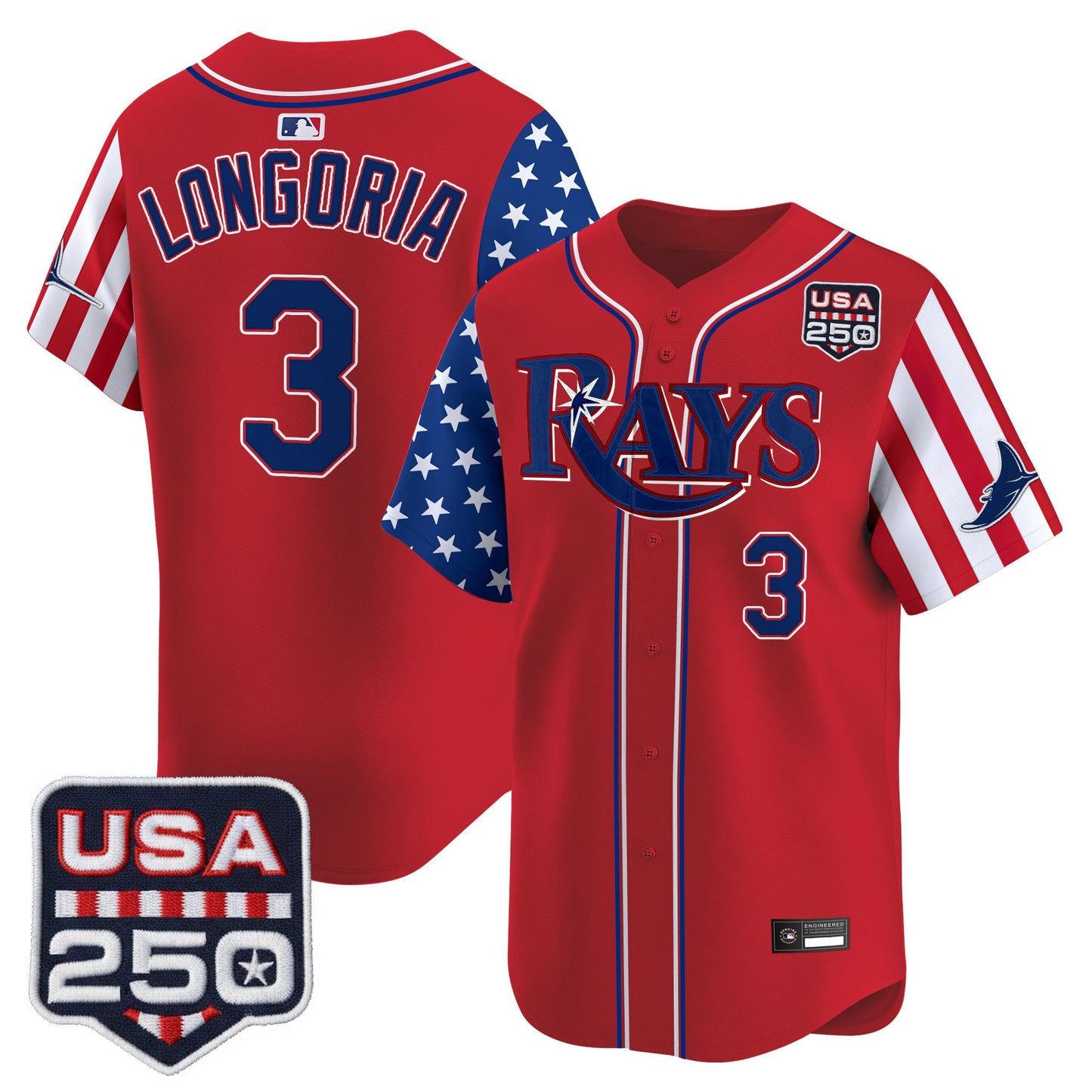 Tampa Bay Rays "America 250 Edition" Vapor Premier Limited Jersey - All Stitched