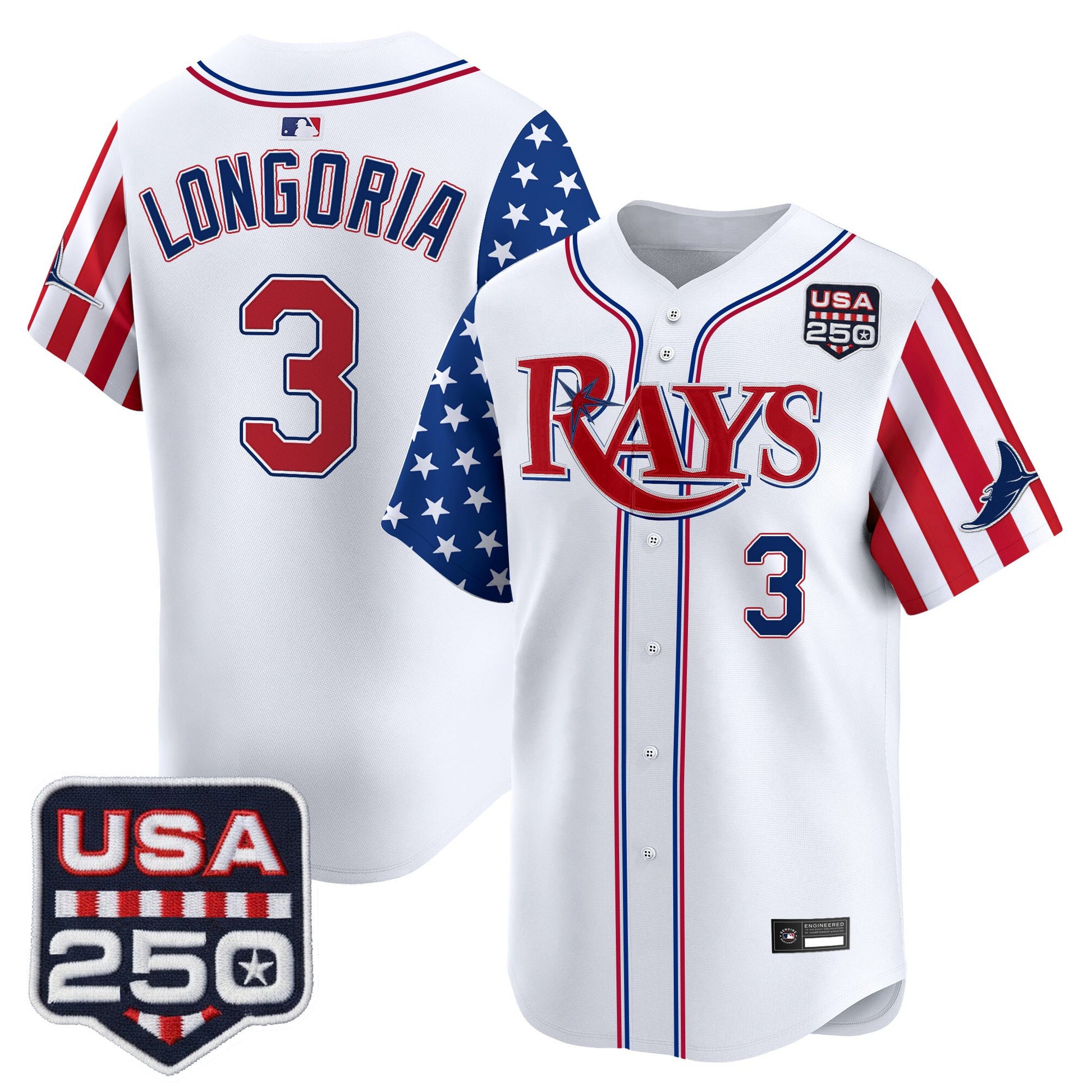 Tampa Bay Rays "America 250 Edition" Vapor Premier Limited Jersey - All Stitched