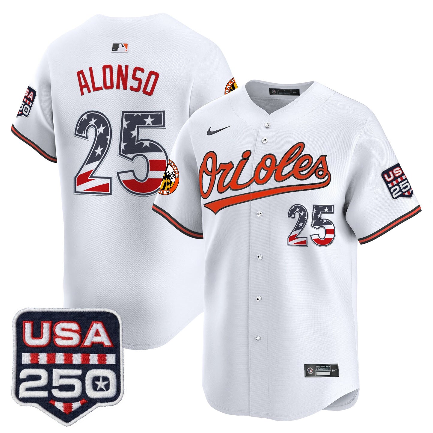 Baltimore Orioles USA 250 Fourth of July Vapor Premier Limited Jersey - All Stitched