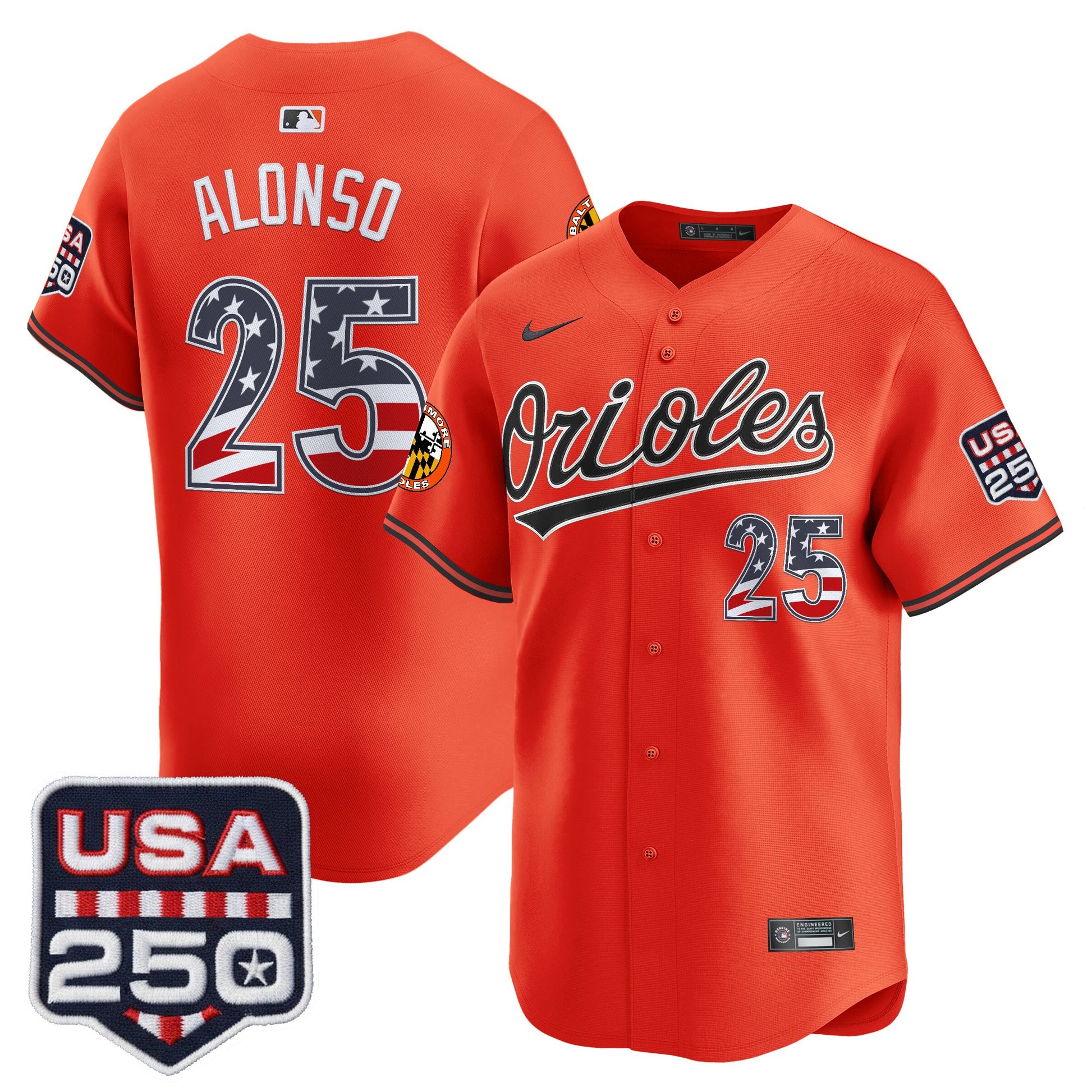 Baltimore Orioles USA 250 Fourth of July Vapor Premier Limited Jersey - All Stitched