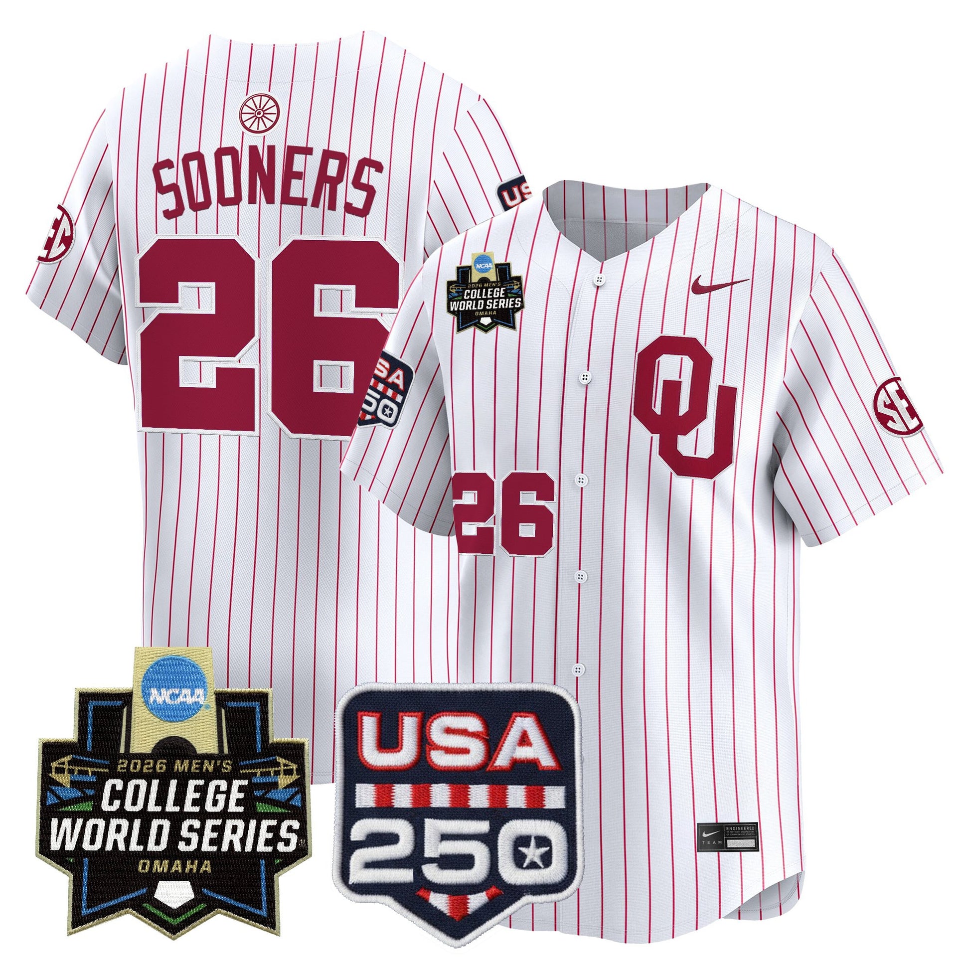 Oklahoma Sooners 2026 World Series Vapor Premier Limited Jersey - 250 America Patch - All Stitched