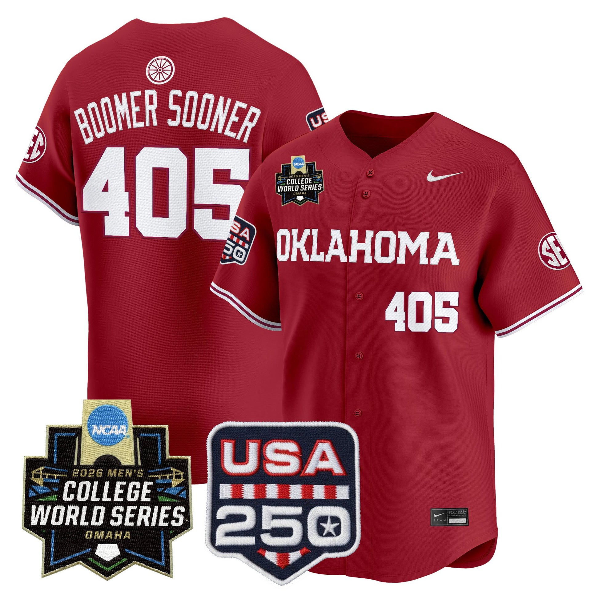 Oklahoma Sooners 2026 World Series Vapor Premier Limited Jersey - 250 America Patch - All Stitched