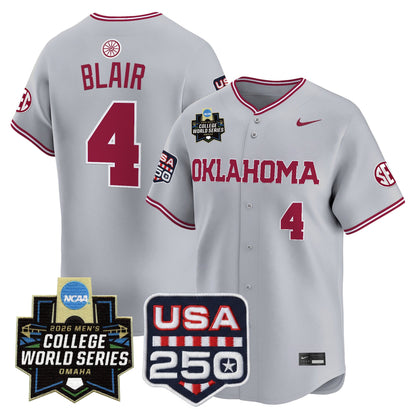 Oklahoma Sooners 2026 World Series Vapor Premier Limited Jersey - 250 America Patch - All Stitched