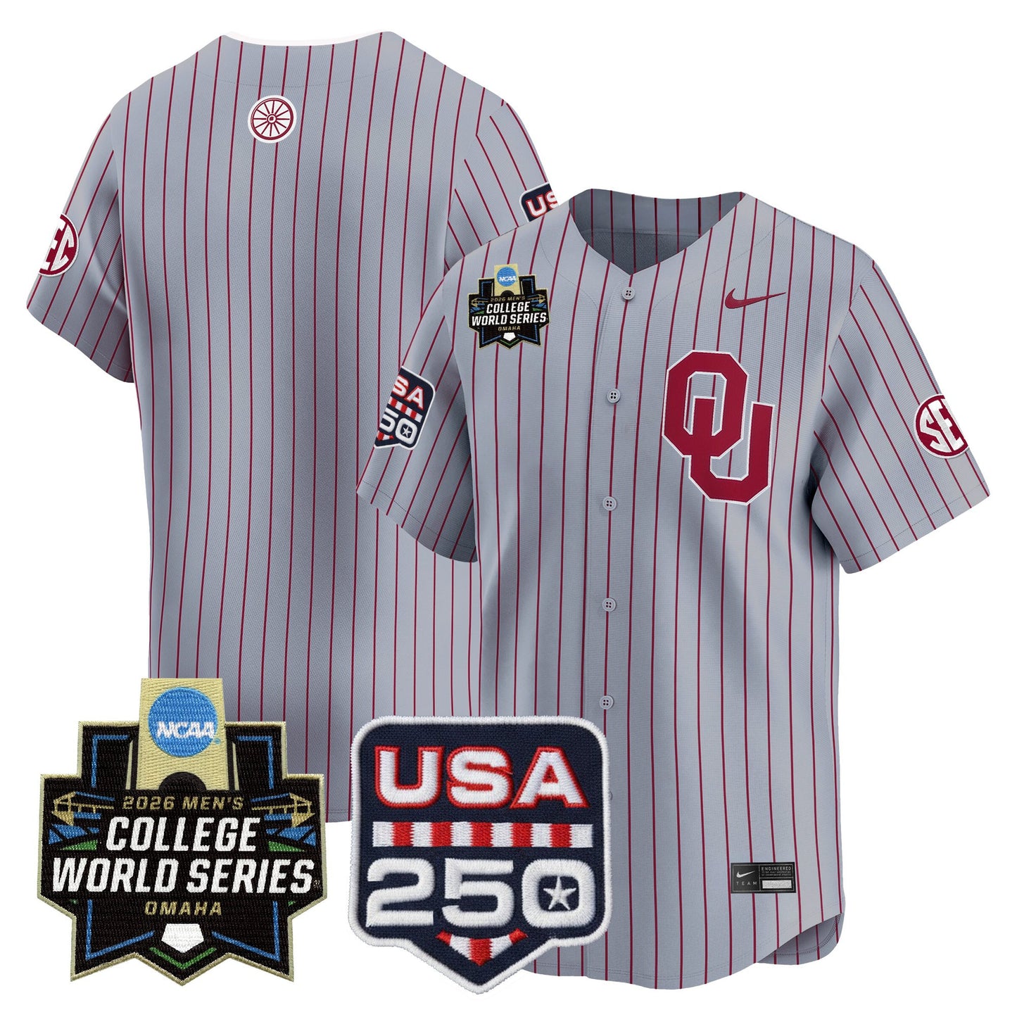 Oklahoma Sooners 2026 World Series Vapor Premier Limited Jersey - 250 America Patch - All Stitched