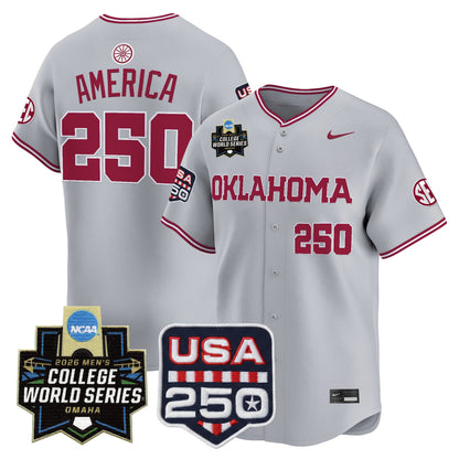 Oklahoma Sooners 2026 World Series Vapor Premier Limited Jersey - 250 America Patch - All Stitched